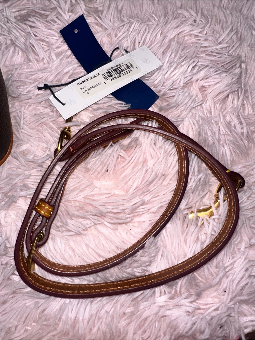 Dooney & Bourke Black Pebbled Leather Bucket Crossbody with Brown Trim - Picture 11 of 16